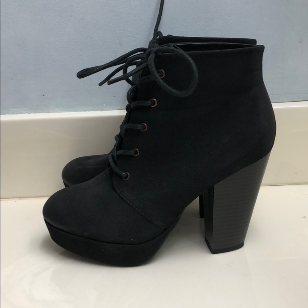 Black platform lace up heels